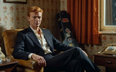 David Bowie looking composed in a 1976 news portrait following his marijuana arrest with Iggy Pop in Rochester, NY.